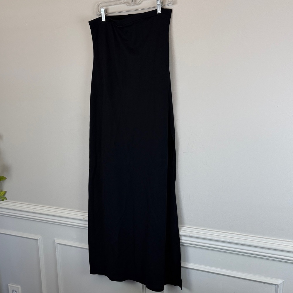 SHAN Strapless Black Maxi Dress High Slit NWT Size 4